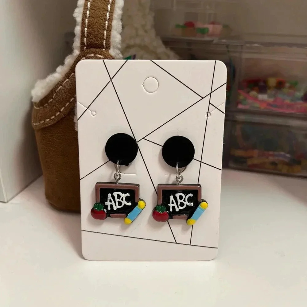 Teacher Appreciation Gift Chalk Board Drop Dangle Earrings Handmade
